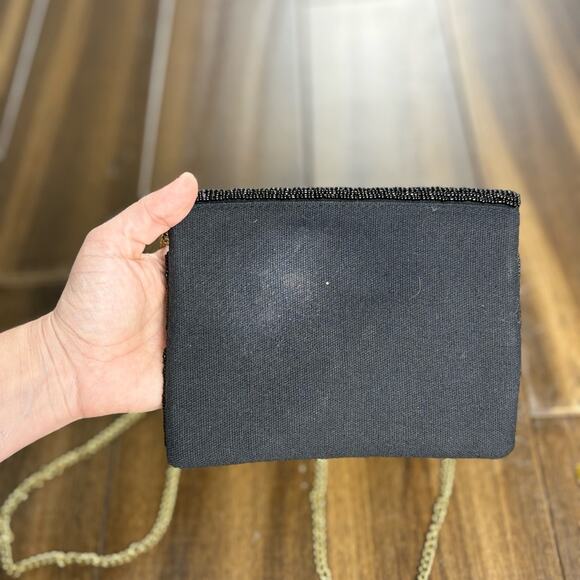 Le Chic Designs Fleur de Lis Black & Gold Crossbody Bag w/Chain Strap y2k 80s - Picture 5 of 7